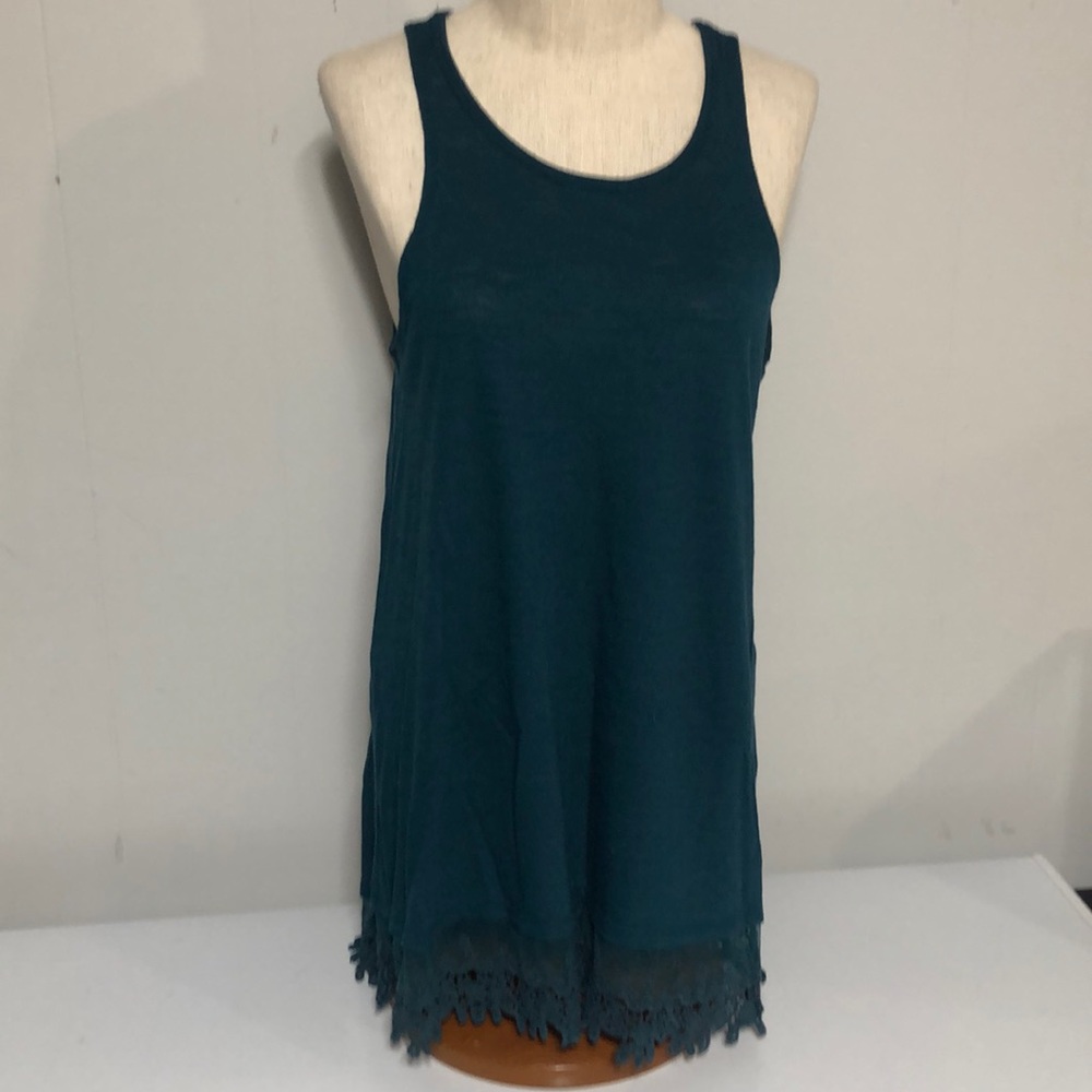 Teal lace detailed tank